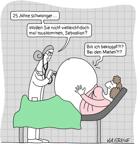 Cartoon | 25 Jahre schwanger | © Katharina Greve