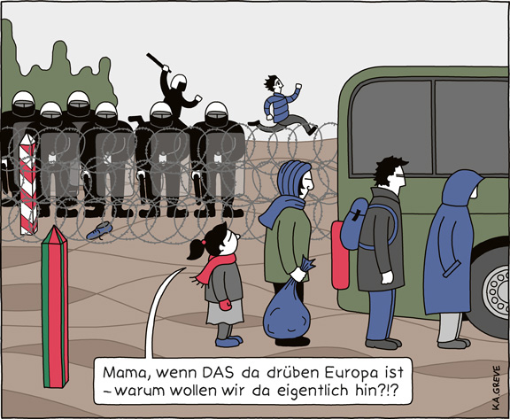 Cartoon | EU-Außengrenzen | © Katharina Greve