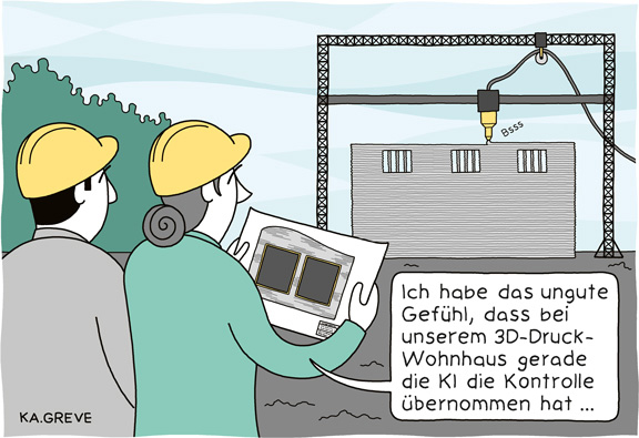 Cartoon | 3D-Druck-Haus | © Katharina Greve