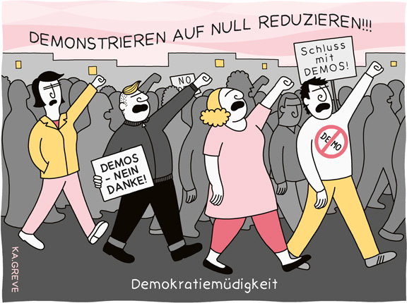 Cartoon | Demokratiemüdigkeit | © Katharina Greve