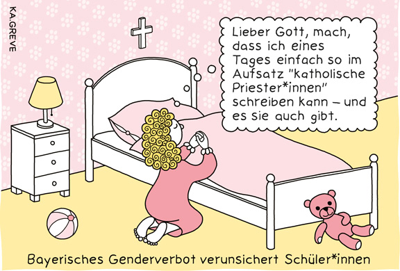 Cartoon | Genderverbot Bayern | © Katharina Greve