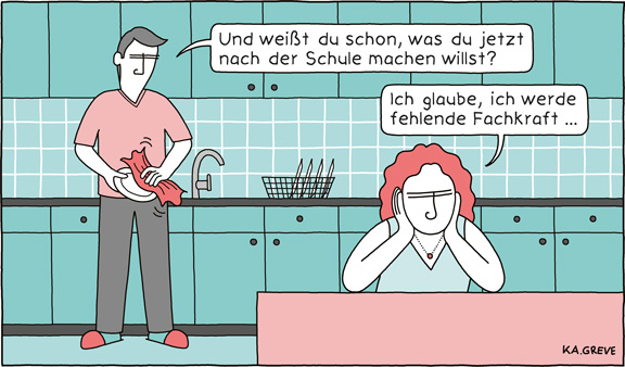 Cartoon | Ausbildung + Fachkräfte | © Katharina Greve