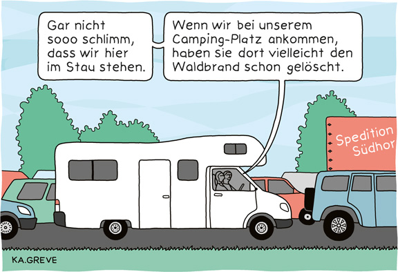 Cartoon | Stau | © Katharina Greve