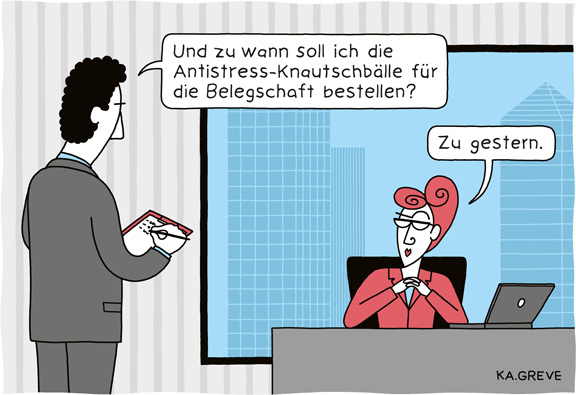 Cartoon | Stress am Arbeitsplatz | © Katharina Greve