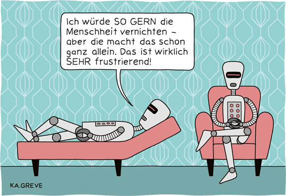 Cartoon | KI-Psychiater | © Katharina Greve