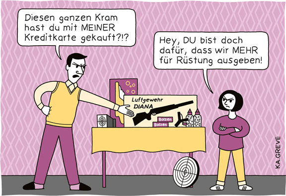 Cartoon | Rüstungsausgaben | © Katharina Greve
