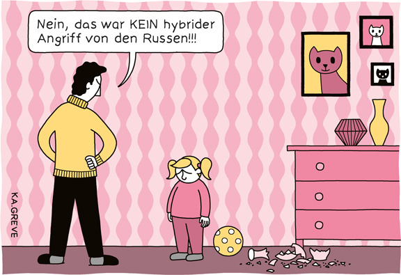Cartoon | Hybrider Angriff | © Katharina Greve