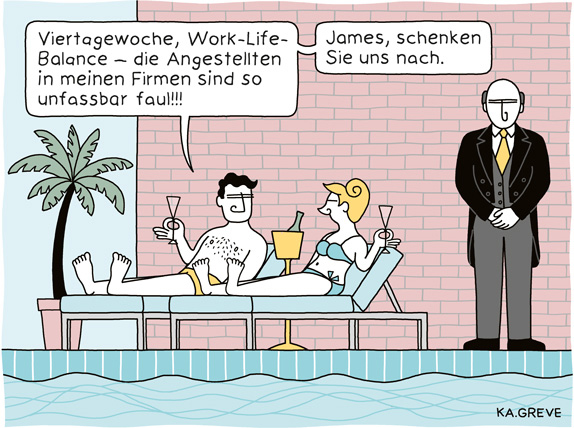 Cartoon | faule Arbeitnehmer | © Katharina Greve