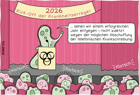 Cartoon | Telefonische Krankschreibung | © Katharina Greve