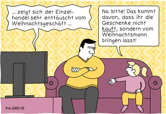 Cartoon | Weihnachtsgeschäft | © Katharina Greve
