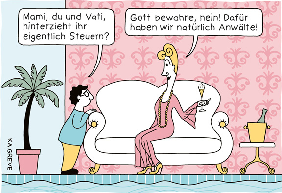 Cartoon | Steuerbetrug | © Katharina Greve