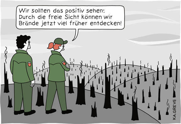 Cartoon | Nach den Waldbränden | © Katharina Greve