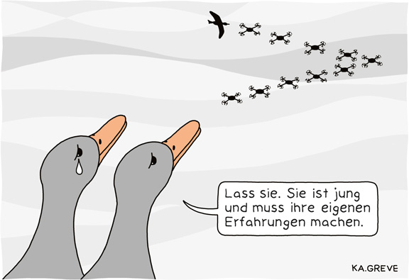 Cartoon | Herbst + Drohnen | © Katharina Greve